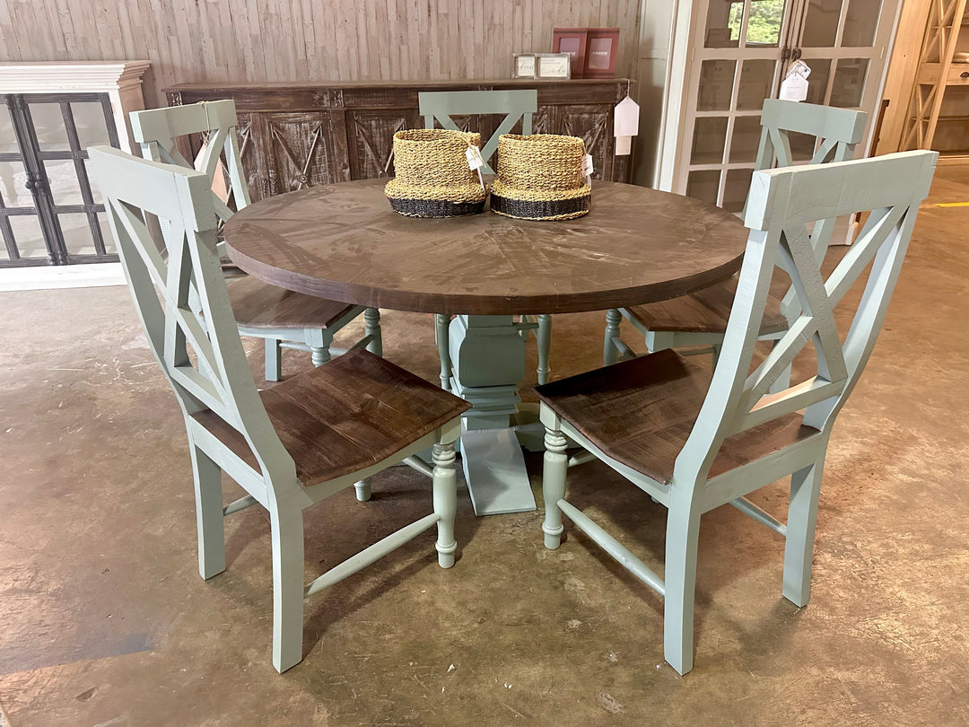 Joshua 6 Piece Beach Blue X  Back Dining Set