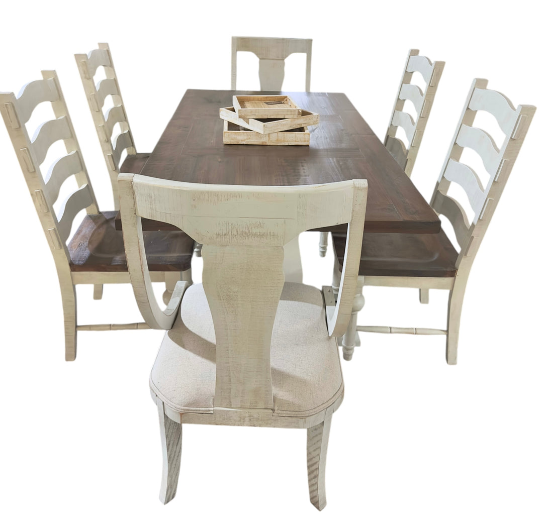 April Stone Washed 7 piece Dining Table Set