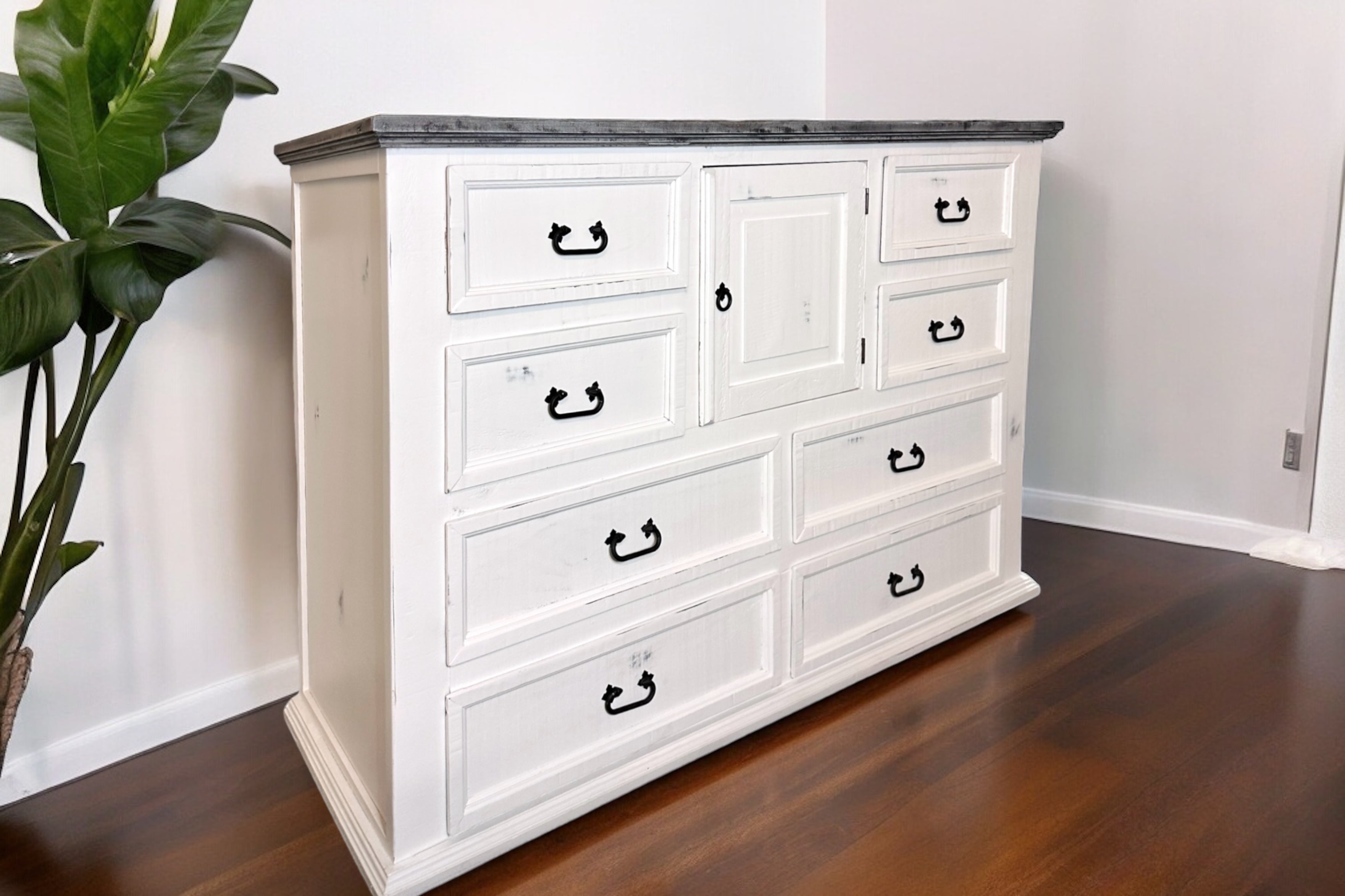 White dresser with black handles online