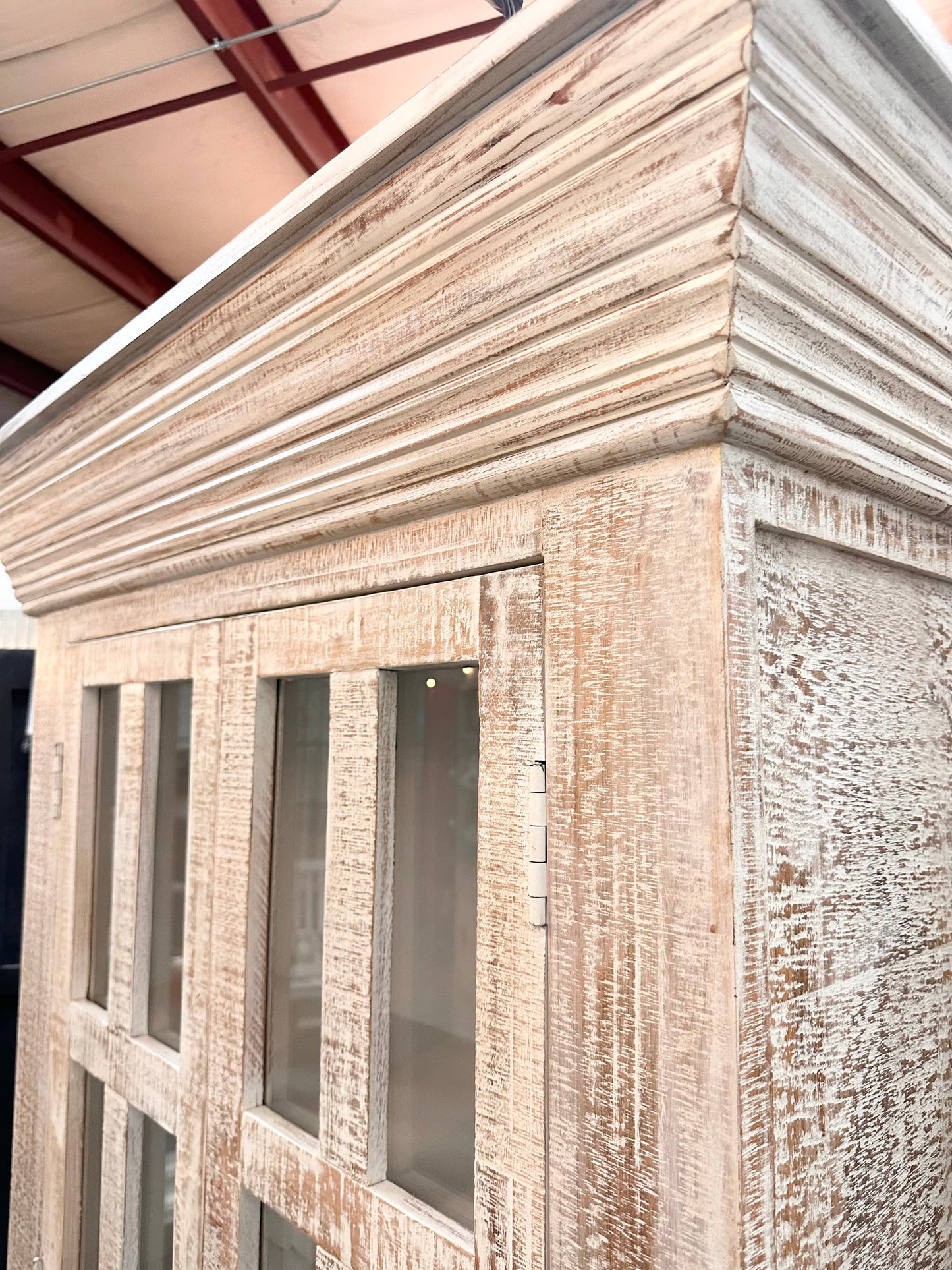 Hampton White Washed Mango Display Cabinet
