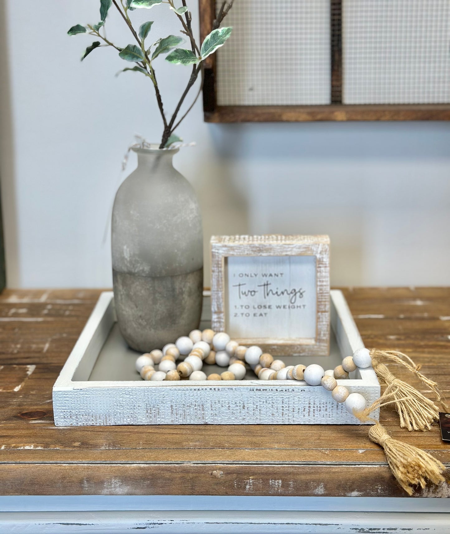 White & Taupe Square Tray