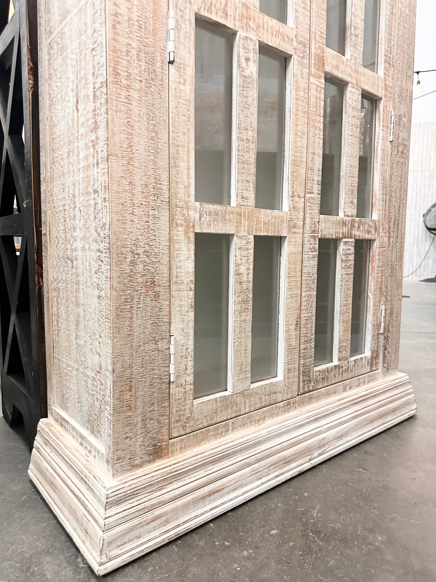 Hampton White Washed Mango Display Cabinet