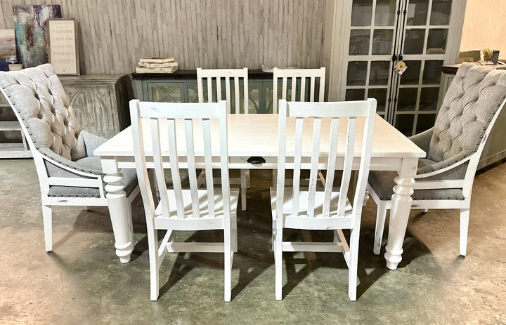 Faye White 7 piece Dining Table Set