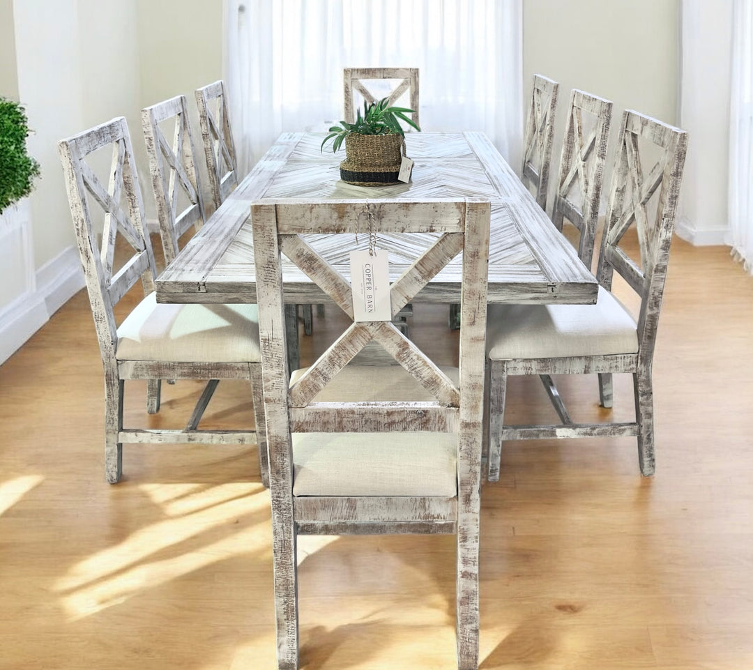 Amelia Herringbone 9 piece Dining Table Set