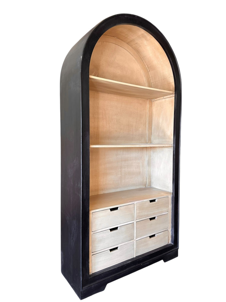 Isabella Black Large Arched Bookcase