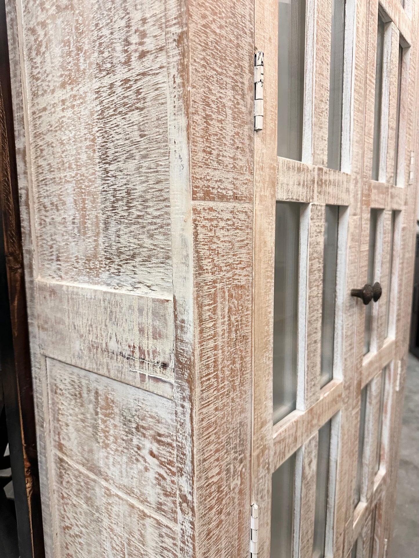 Hampton White Washed Mango Display Cabinet