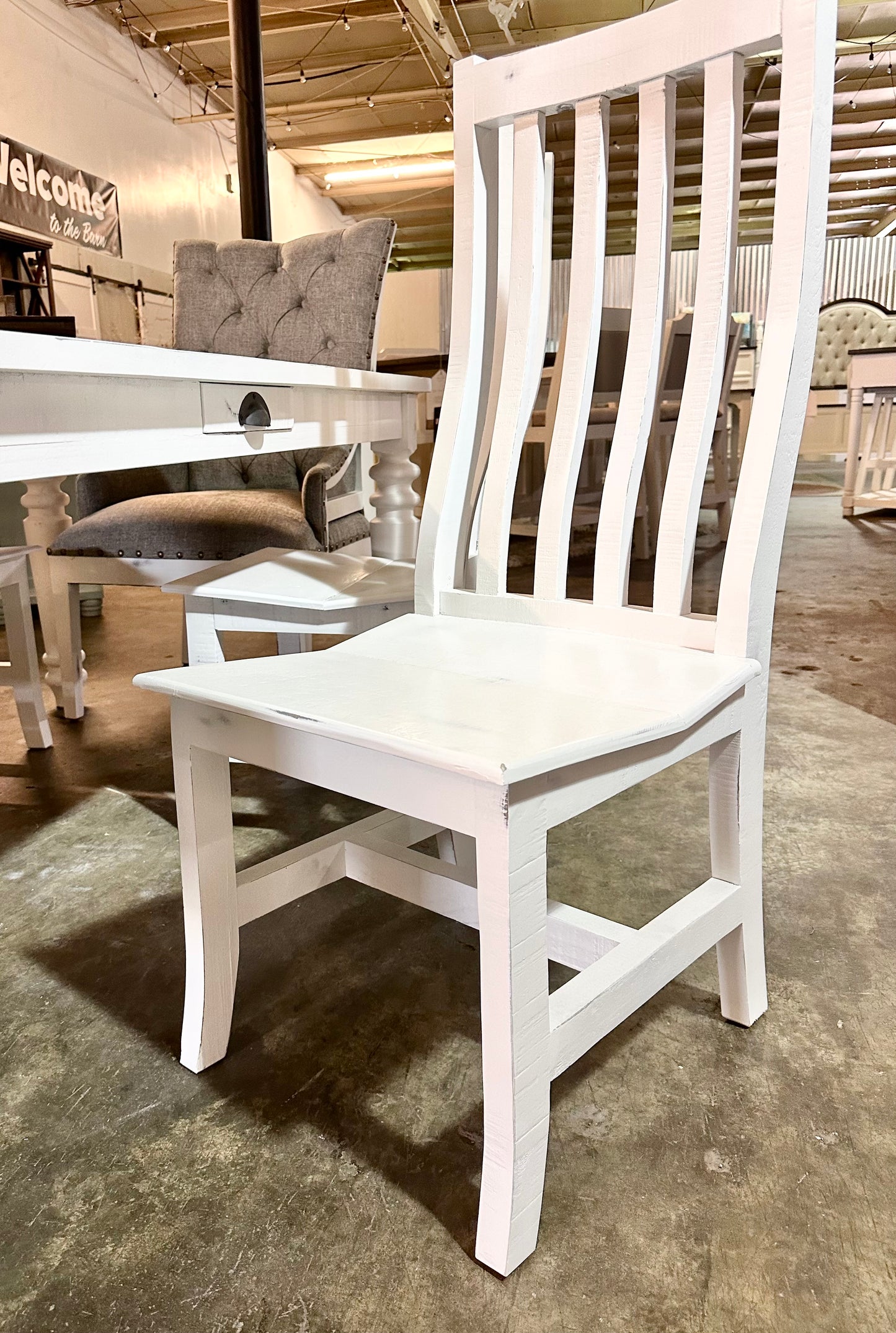 White Slat Back Chair