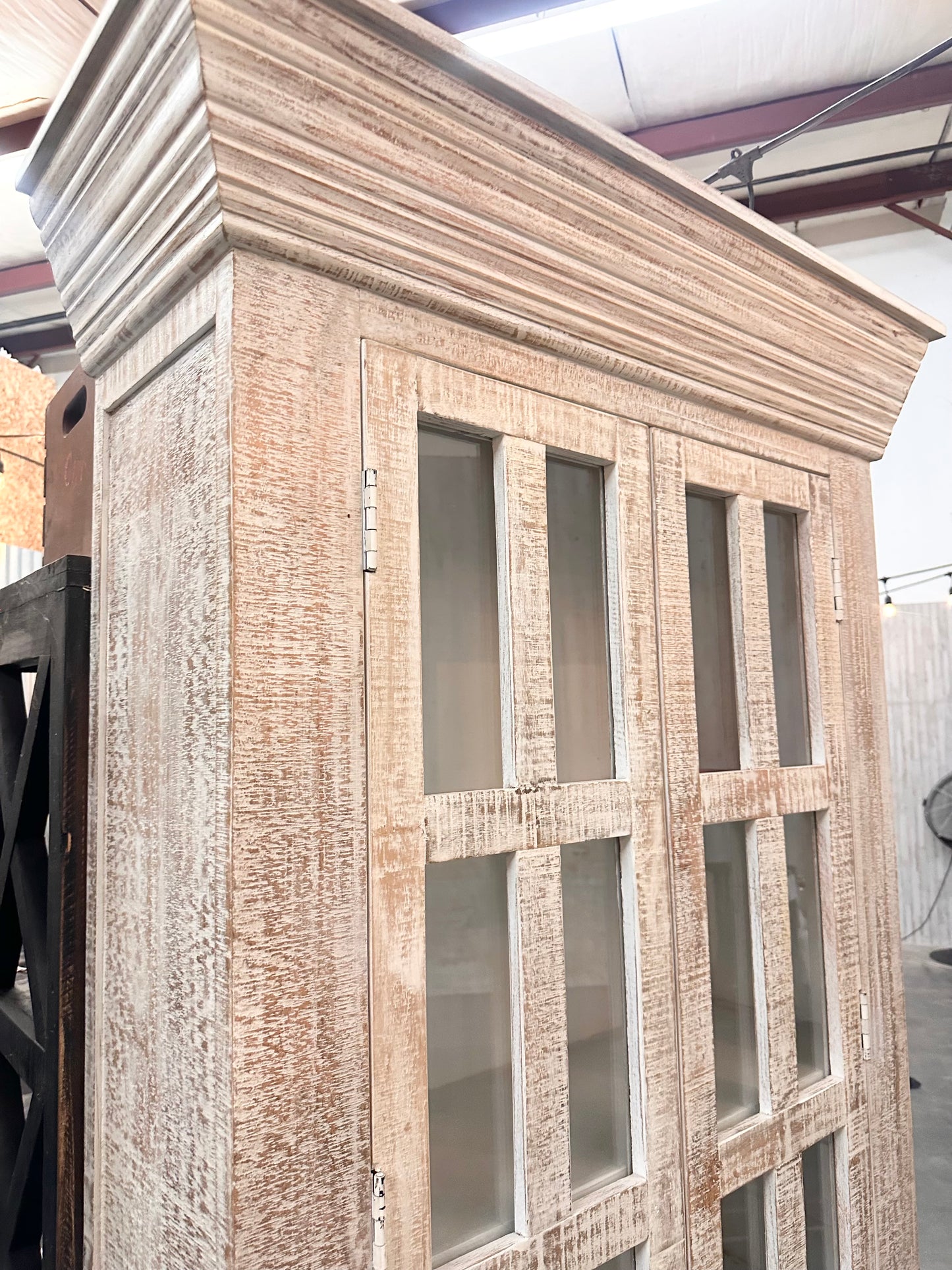 Hampton White Washed Mango Display Cabinet