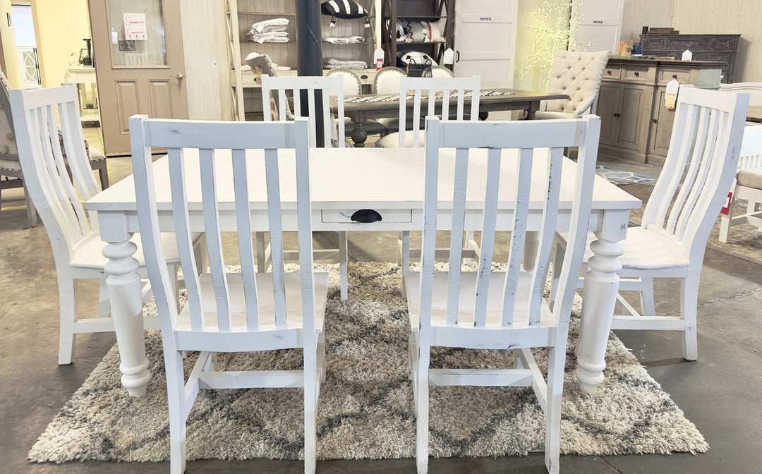 Faye White 7 piece Dining Table Set