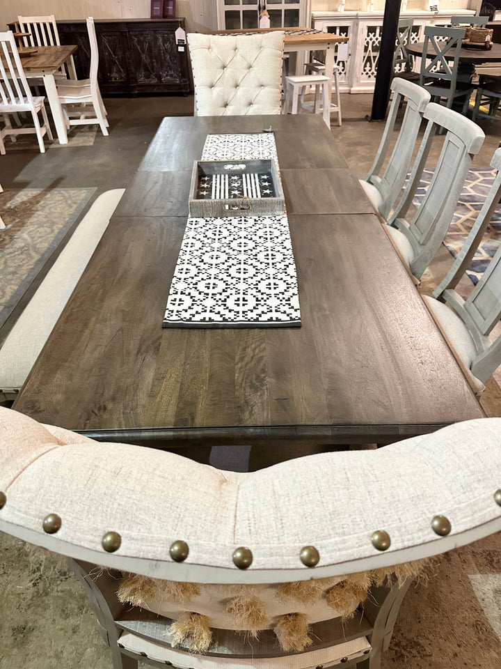 Olivia Extending Gray & Linen 7 piece Dining Table Set