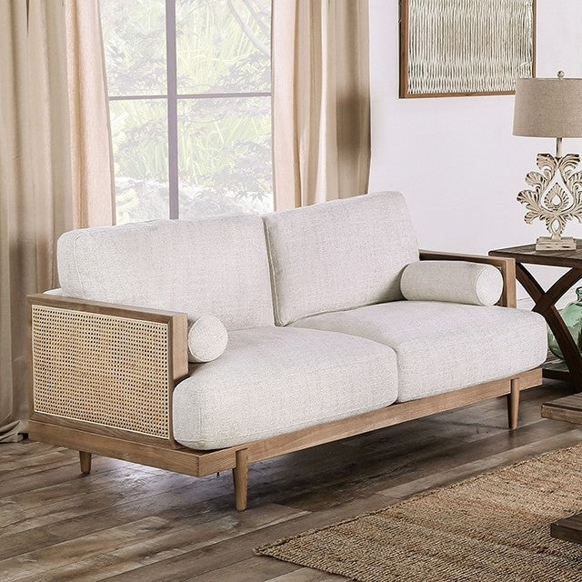 Maxwell Neutral & Oak Loveseat