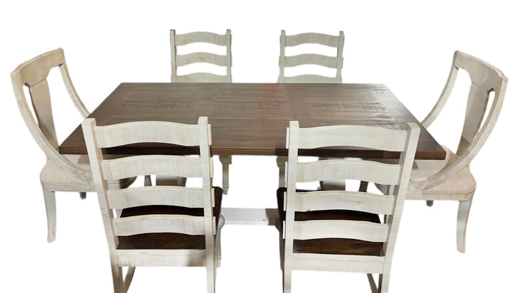 April Stone Washed 7 piece Dining Table Set