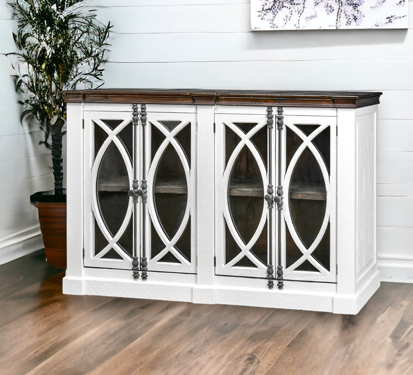 Cameo White & Tobacco Console Cabinet