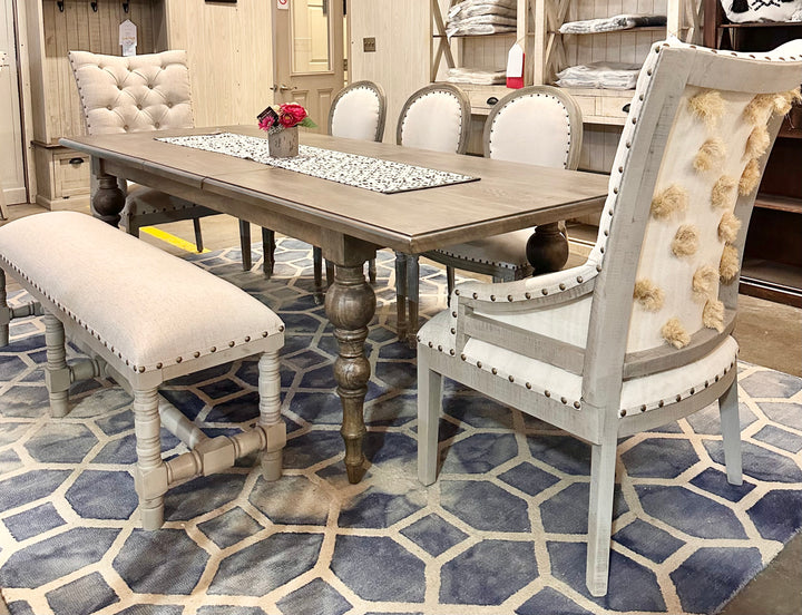 Olivia Extending Gray & Linen 7 piece Dining Table Set