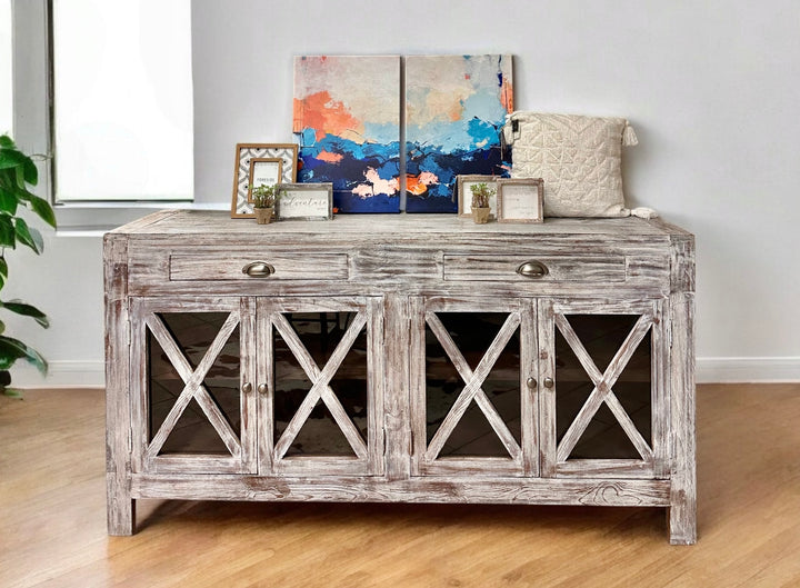 Amelia Vintage Inspired White Washed Buffet