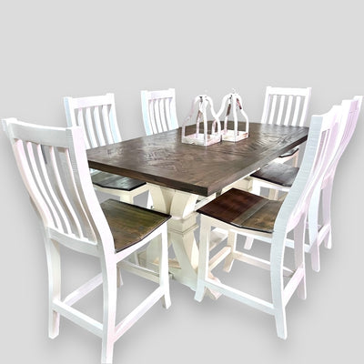 Elliott Herringbone White 7 piece Counter Height Table Set