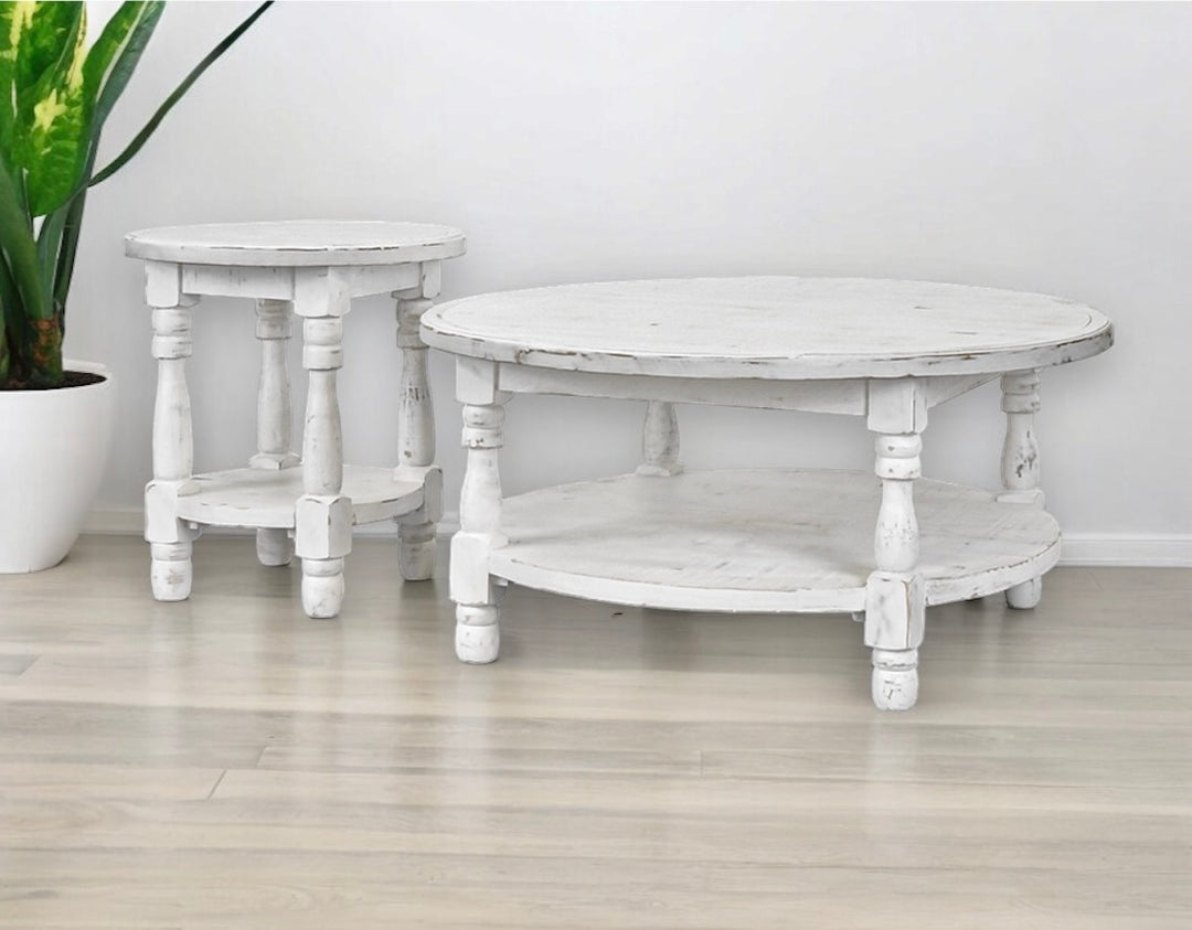 Maddie White round end table