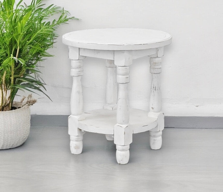 Maddie White round end table