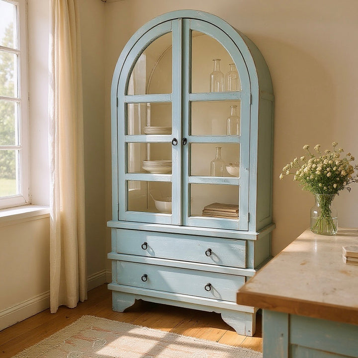 Kelly Ocean Blue Arch Display Cabinet
