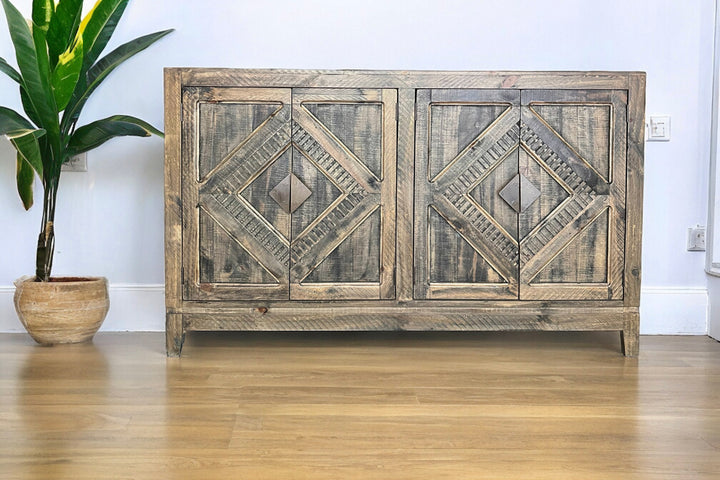 Gisele Weathered Barn Wood Console Cabinet