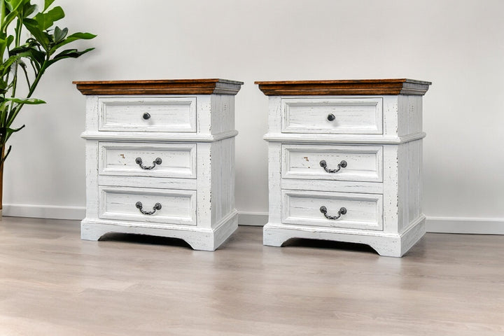 Rosa Distressed White Nightstands (pair of 2)