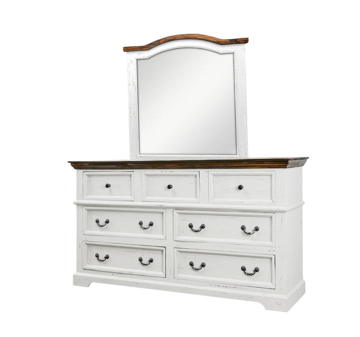 Rosa Distressed White Dresser with Mirror