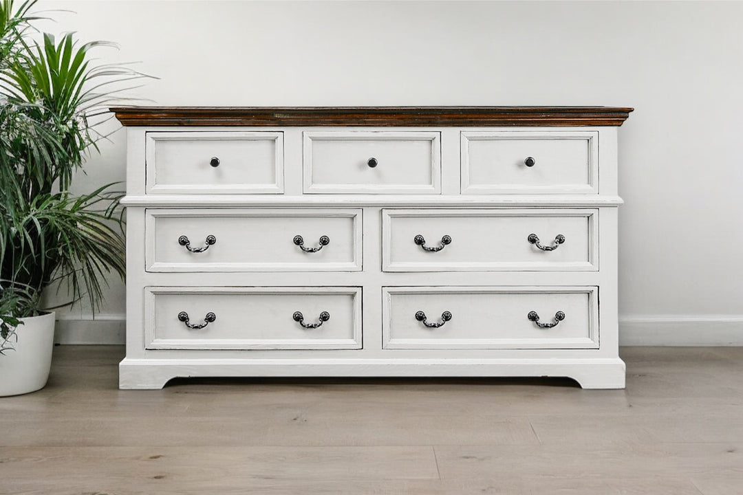 Rosa Distressed White Dresser