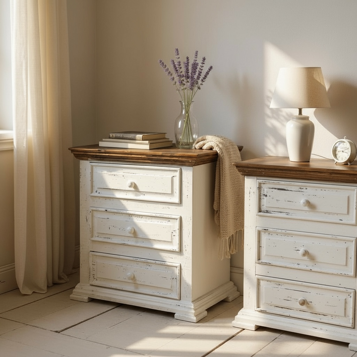 Kelsey Distressed White Nightstands (Pair of 2)