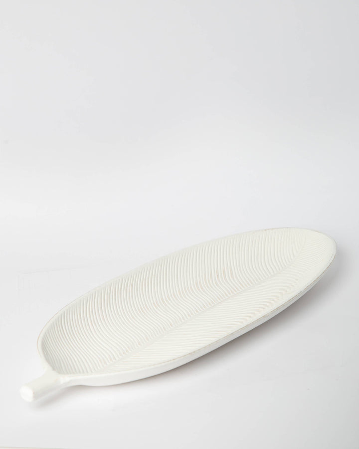 White Long Leaf Wood Tray