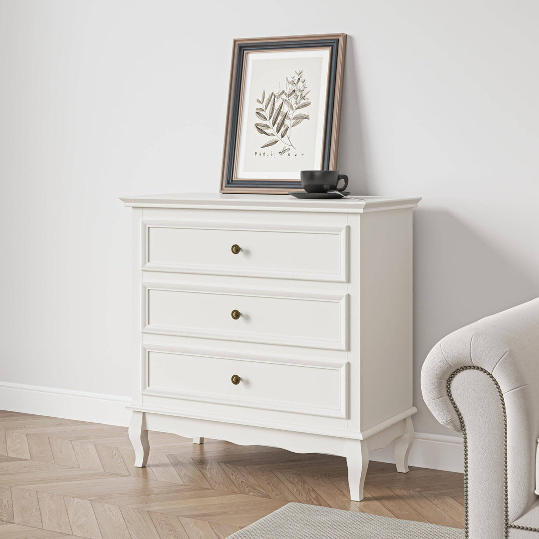Aurora White 3 drawer Nightstand
