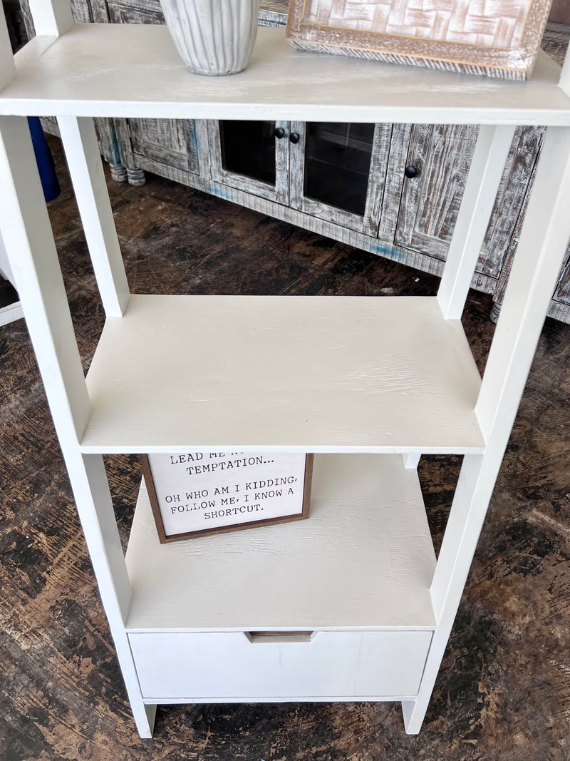 Cara Linen White Staircase Bookcase