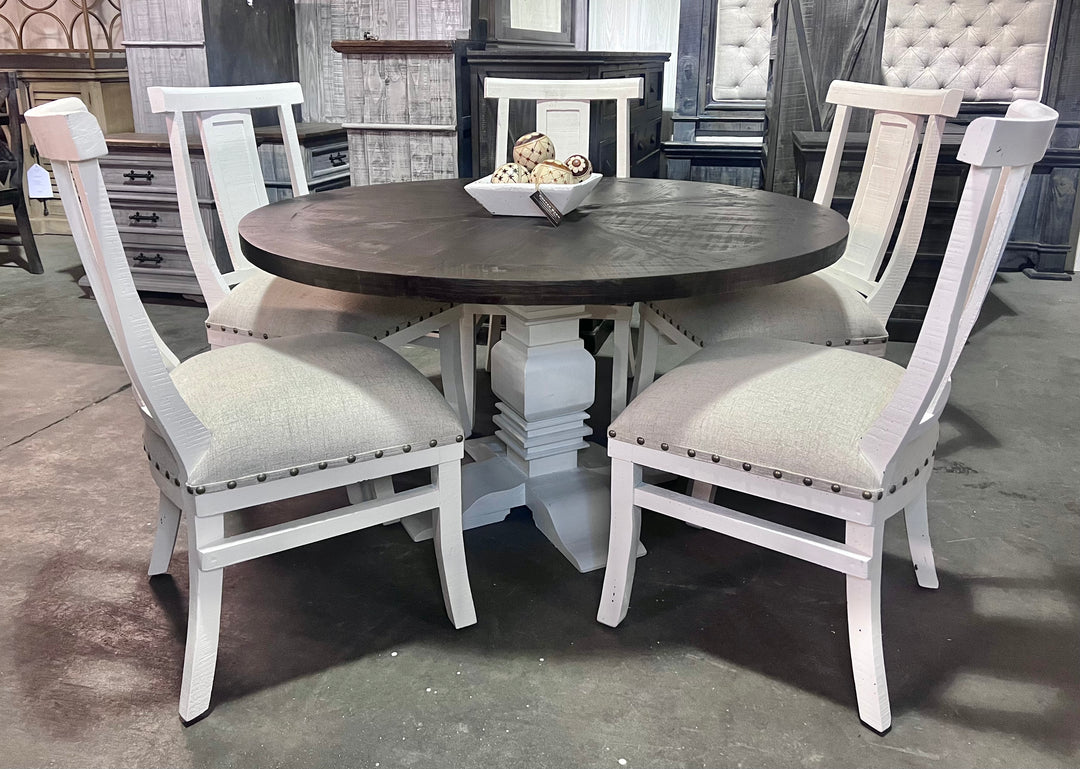 Joshua 6 Piece White & Linen Dining Set