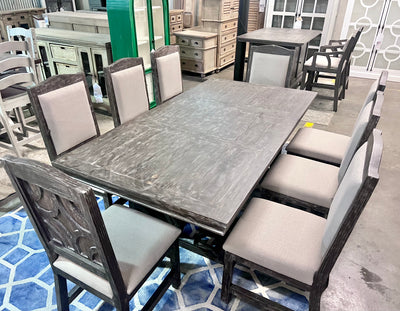 Ellie Gray Weathered Wood 9 piece dining table set