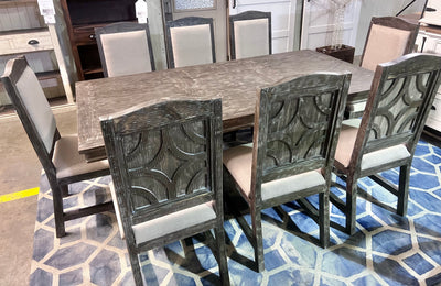 Ellie Gray Weathered Wood 9 piece dining table set