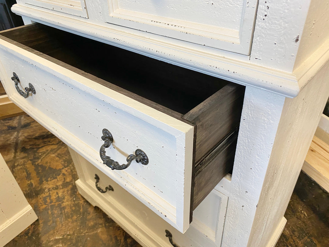 Rosa Distressed White Dresser with Mirror