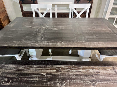 Aaron White & Weathered 6 piece Table Set