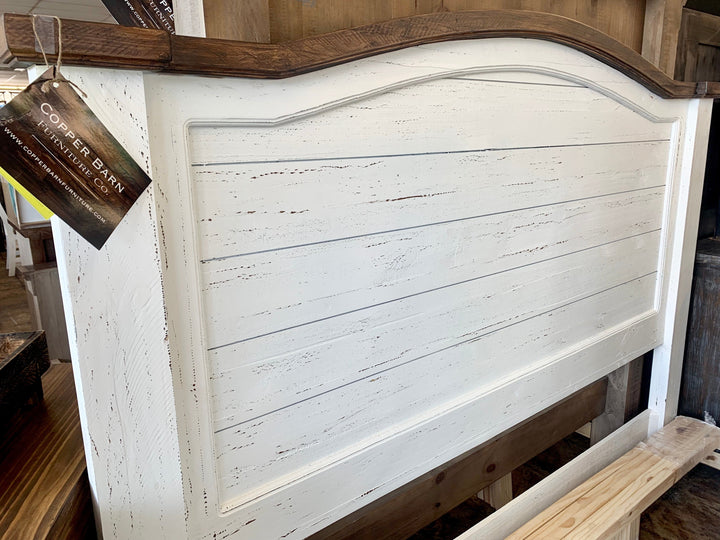 Rosa Distressed White Queen Bed