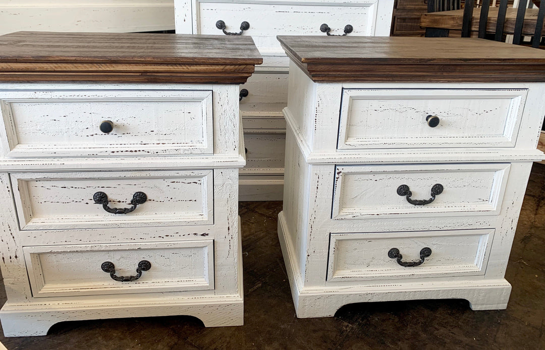 Rosa Distressed White Nightstands (pair of 2)