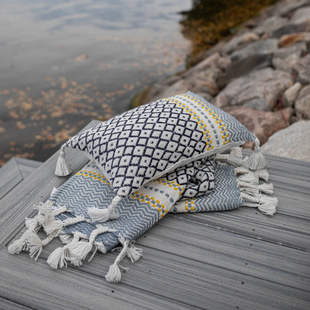 Hand Woven Shea Pillow Blue