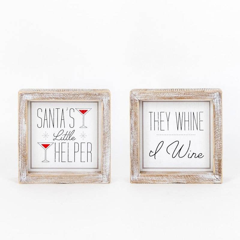 Santa's Little Helper reversible wood sign