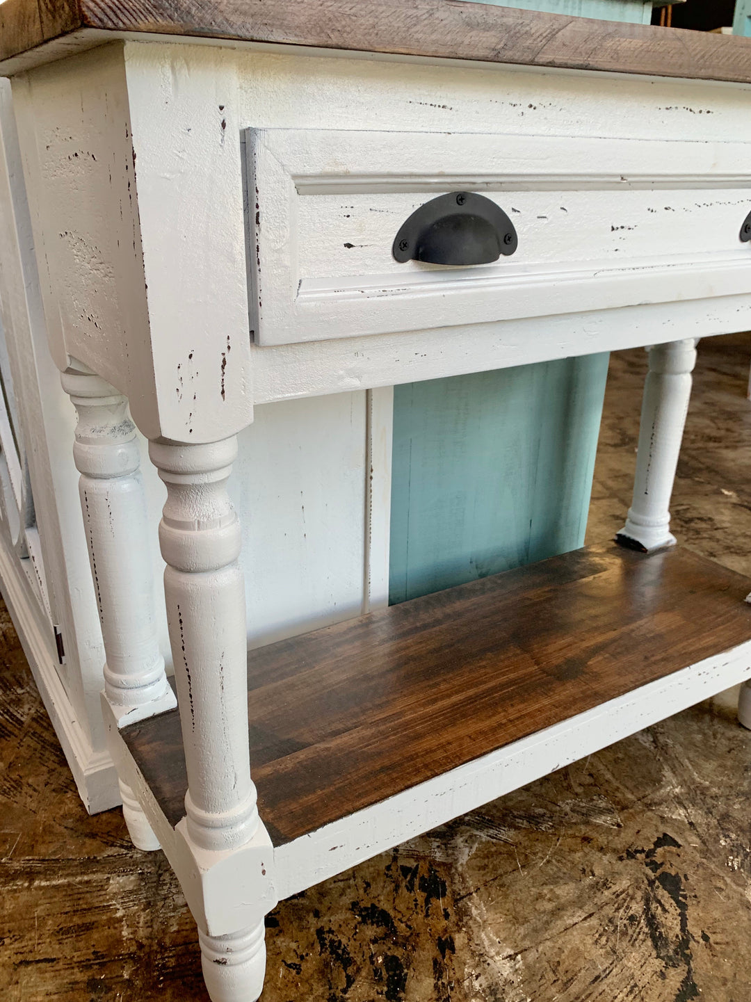 Whitney Small Distressed White Accent Table