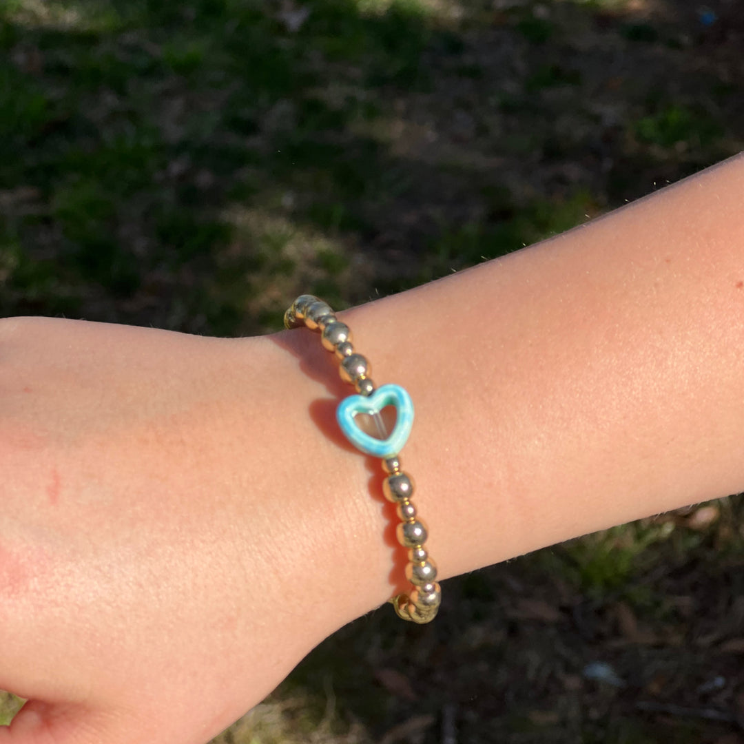 Heart Stone & Beaded Bracelet