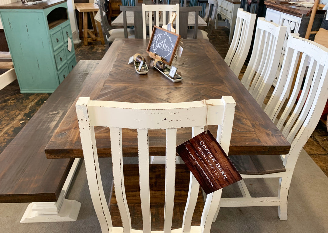 Nolan Herringbone White 7 piece Dining Table Set