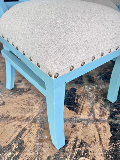 Rita Turquoise & Linen Dining Chair - Clearance