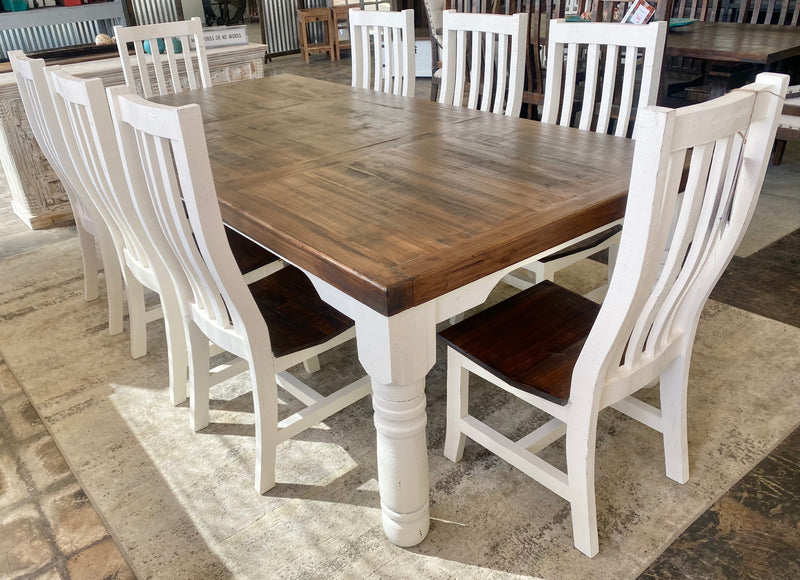 Faye 8 foot White 9 Piece Dining Table Set