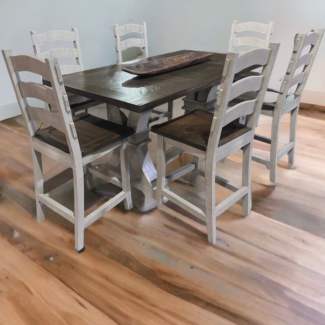 Elliott Herringbone Gray 7 piece Counter Height Table Set