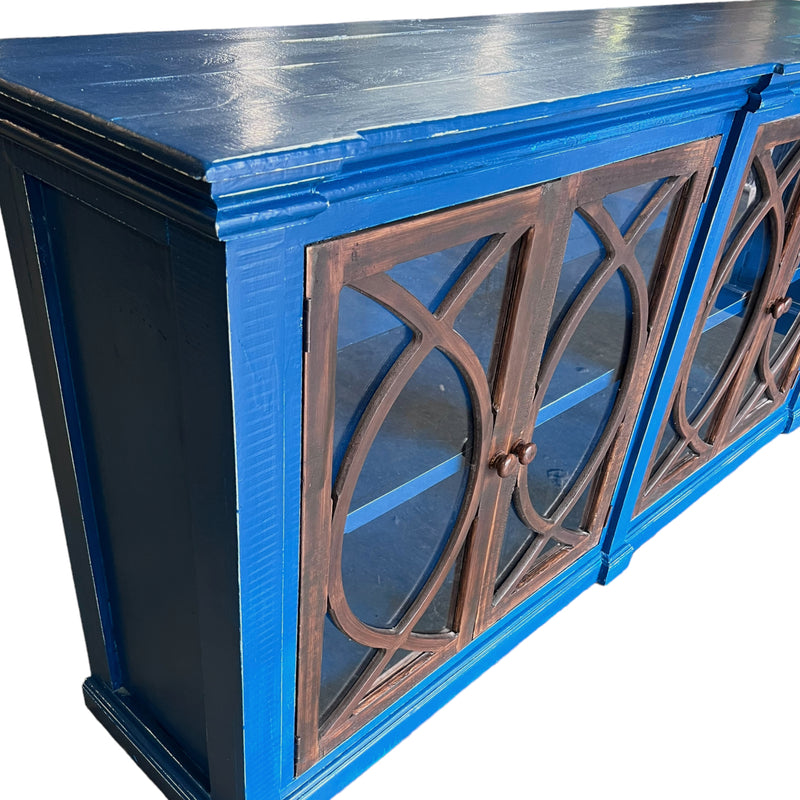 Cameo II Blue & Tobacco Glass Front Cabinet
