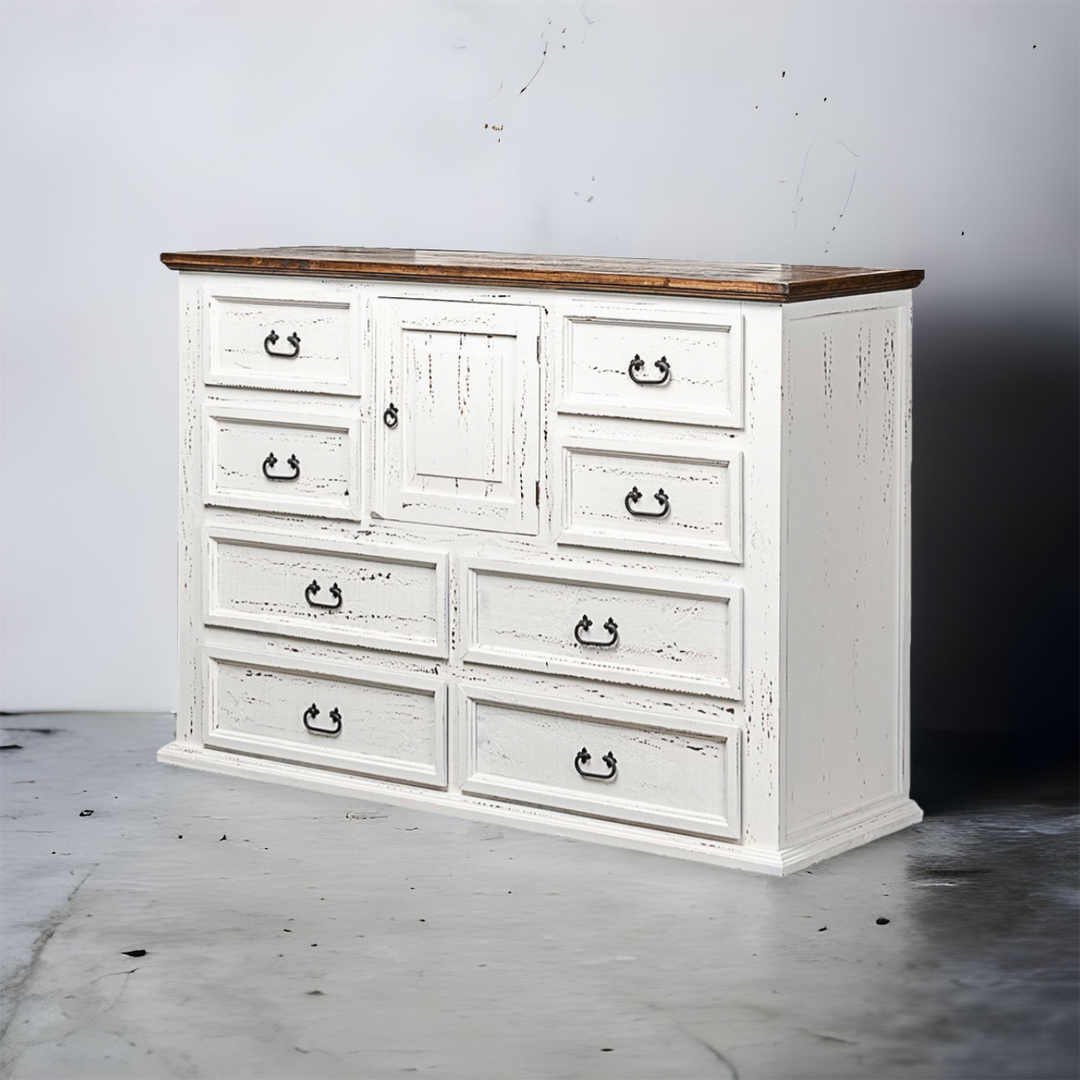 Chloe Distressed White Dresser