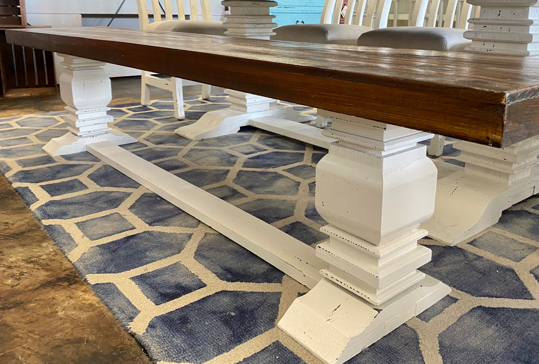 Herringbone White & Linen  7 piece Dining Table Set