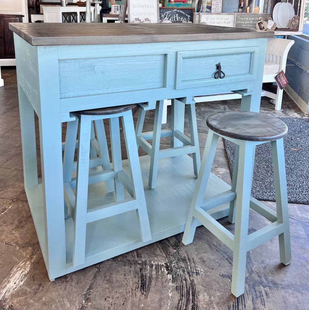 Brighton Beach Blue Kitchen Island